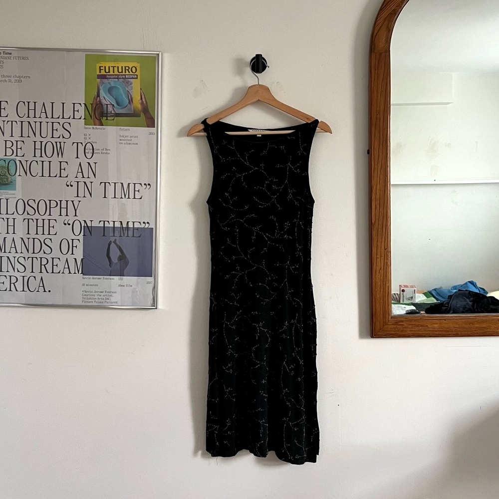Vintage 90s Y2K Alexia Admor New York beaded neck mini dress with slit